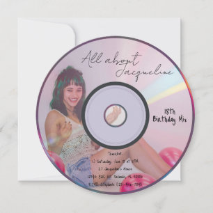 Retro Pink Girls Music CD Birthday Invitation