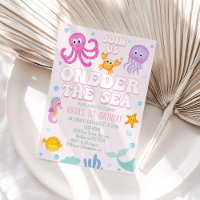 Retro Pink Girls Oneder The Sea First Birthday