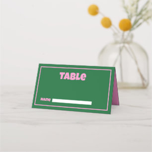 Retro Pink Green bright Wedding Place Card