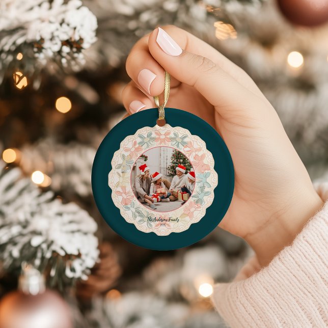 Retro Pink Green Christmas Ceramic Tree Decoration (Creator Uploaded)