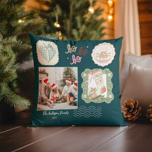 Retro Pink Green Christmas Cushion