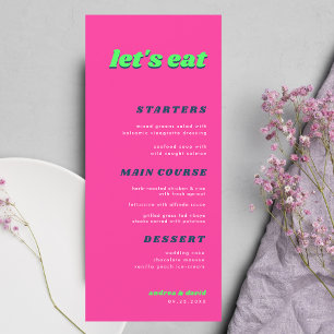 Retro Pink & Green Wedding Any Event Menu