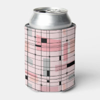 Retro Pink Grid and Starbursts Can Cooler