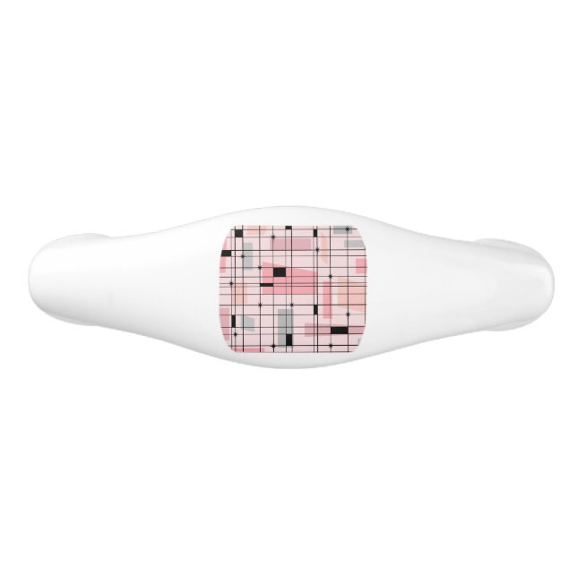 Retro Pink Grid and Starbursts Drawer Pull (Front)
