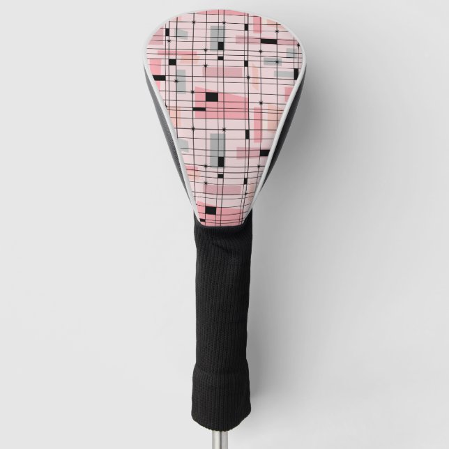 Retro Pink Grid and Starbursts Driver Cover (Front)