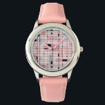 Retro Pink Grid and Starbursts Kid's Watch<br><div class="desc">This Retro Pink Grid and Starbursts Kid's Watch is where vintage style meets modern day. It features a light pink background with kitschy, off kilter squares and rectangles in dove grey and three shades of pink. The whimsical blocks of colour are overlayed and worked into some of the grid intersections....</div>