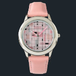 Retro Pink Grid and Starbursts Kid's Watch<br><div class="desc">This Retro Pink Grid and Starbursts Kid's Watch is where vintage style meets modern day. It features a light pink background with kitschy, off kilter squares and rectangles in dove grey and three shades of pink. The whimsical blocks of colour are overlayed and worked into some of the grid intersections....</div>
