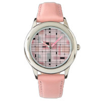 Retro Pink Grid and Starbursts Kid's Watch