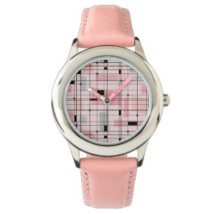 Retro Pink Grid and Starbursts Kid's Watch
