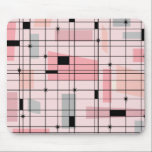 Retro Pink Grid and Starbursts Mousepad<br><div class="desc">This Retro Pink Grid and Starbursts Mousepad is where vintage style meets modern day. It features a light pink background with kitschy, off kilter squares and rectangles in dove grey and three shades of pink. The whimsical blocks of colour are overlayed and worked into some of the grid intersections. There...</div>