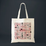 Retro Pink Grid and Starbursts Tote Bag<br><div class="desc">This Retro Pink Grid and Starbursts Tote Bag is where vintage style meets modern day. It features a light pink background with kitschy, off kilter squares and rectangles in dove grey and three shades of pink. The whimsical blocks of colour are overlayed and worked into some of the grid intersections....</div>