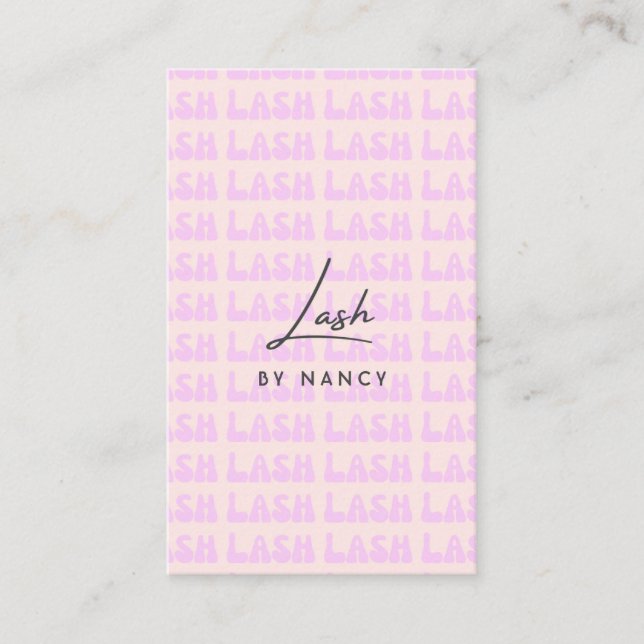 Retro Pink Groovy Lashes  Business Card (Front)