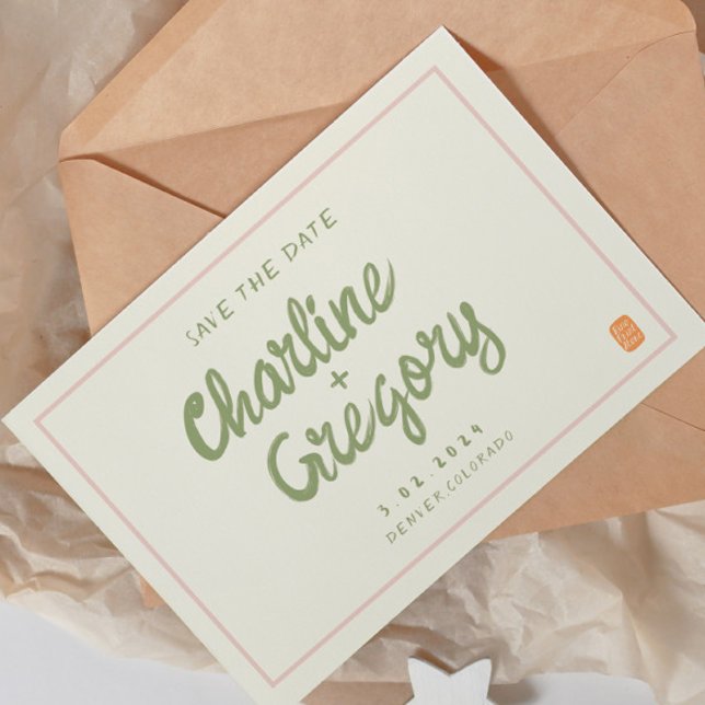 Retro Pink Handwriting Wedding Save the Date Invit Invitation (Creator Uploaded)