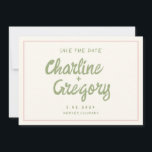 Retro Pink Handwriting Wedding Save the Date Invitation<br><div class="desc">Retro Pink Green  Handwriting Wedding Save the Date</div>