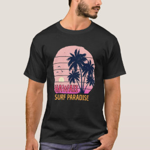 Retro Pink Hawaii Surf Paradise Summer Family Palm T-Shirt