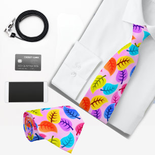 Retro Pink Hawaiian Leafy pattern Tie