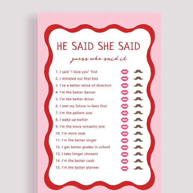 Retro Pink He Said She Said Guess Who Said It Game (Creator Uploaded)