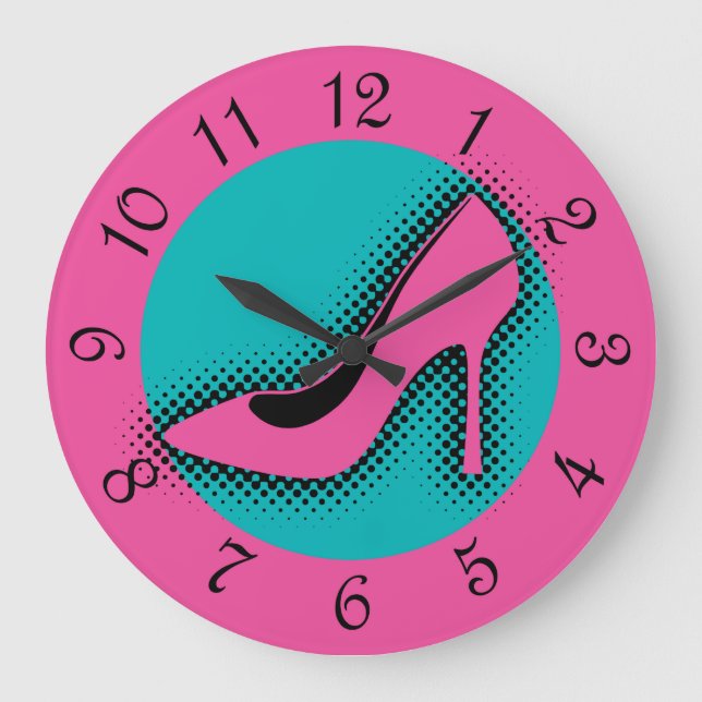 Retro Pink High Heel Large Clock (Front)