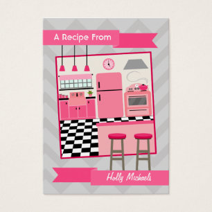 Retro Pink Kitchen Recipe Cards