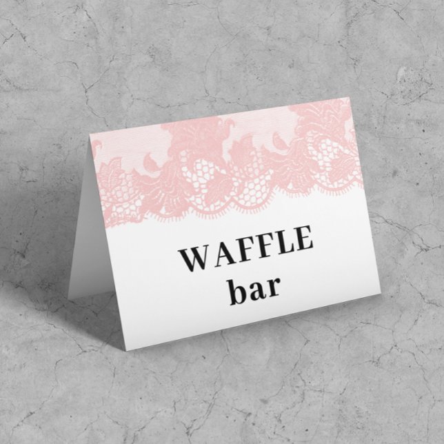 Retro Pink Lace Waffle Bar tent Card (Creator Uploaded)