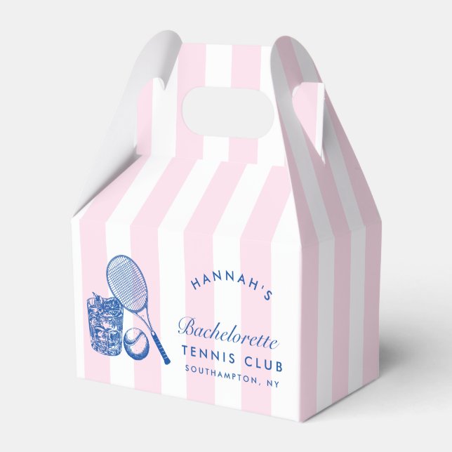 Retro Pink Last Swing Before The Ring Tennis Bach Favour Box (Front Side)