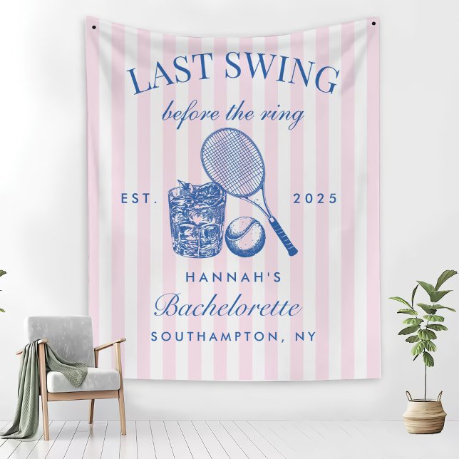 Retro Pink Last Swing Before The Ring Tennis Bach Fleece Blanket (Creator Uploaded)