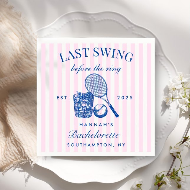 Retro Pink Last Swing Before The Ring Tennis Bach Napkin (Creator Uploaded)