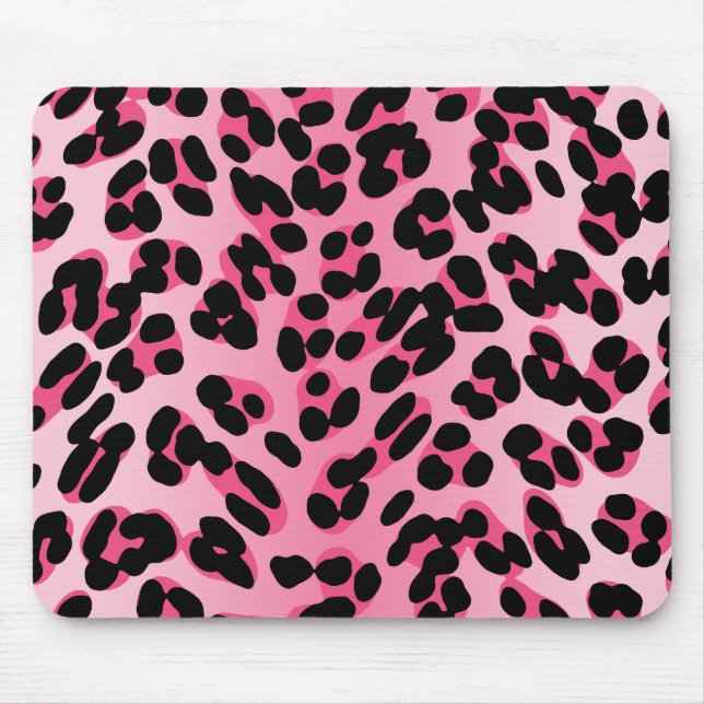 Retro Pink Leopard Print Mouse Pad (Front)
