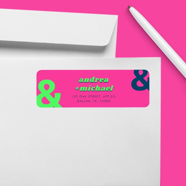 Retro Pink Lime Teal Groovy Ampersand 70s Wedding  (Creator Uploaded)