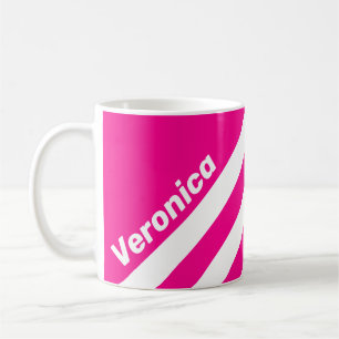 Retro Pink Lollipop Three Stripes with Name Coffee Mug