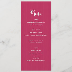 Retro Pink Magenta Pinstripe Wedding Menu