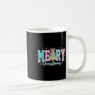 Retro Pink Merry Christmas Coquette Preppy Chequer Coffee Mug