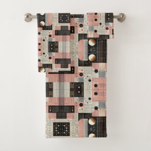 Retro Pink Mid Century Modern Towel Set
