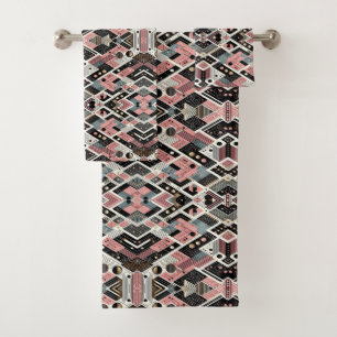 Retro Pink Mid Century Modern Towel Set
