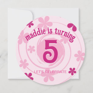 Retro Pink Modern Flower Girly Any Age Birthday Invitation