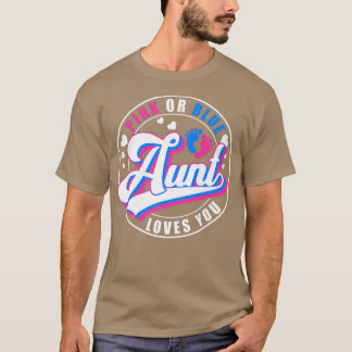 Retro Pink Or Blue Aunt Loves You Baby Gender Reve T-Shirt