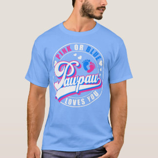Retro Pink Or Blue Pawpaw Loves You Baby Gender Re T-Shirt