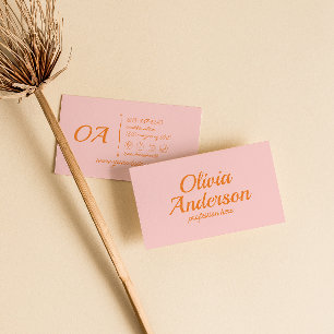 Retro Pink Orange Colourful Groovy Trendy Girly Business Card