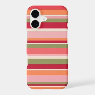 Retro Pink Orange Olive Green Striped Colorblock