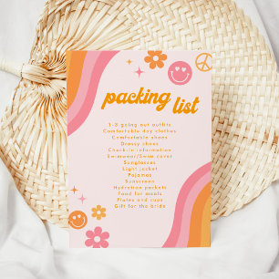 Retro Pink & Orange Packing List Invitation
