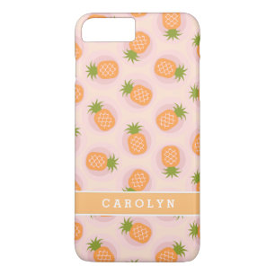 Retro pink orange pineapple patterns monogram Case-Mate iPhone case