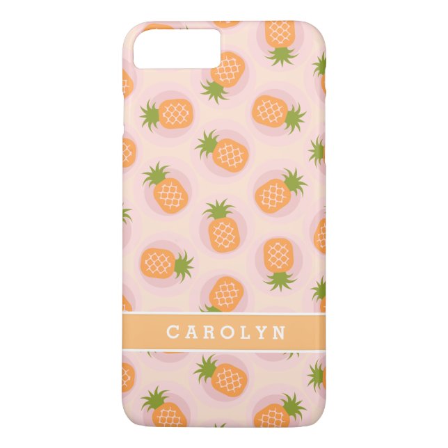 Retro pink orange pineapple patterns monogram Case-Mate iPhone case (Back)