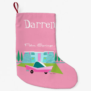 Retro Pink Palm Springs Christmas Stocking