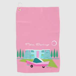 Retro Pink Palm Springs Golf Towel