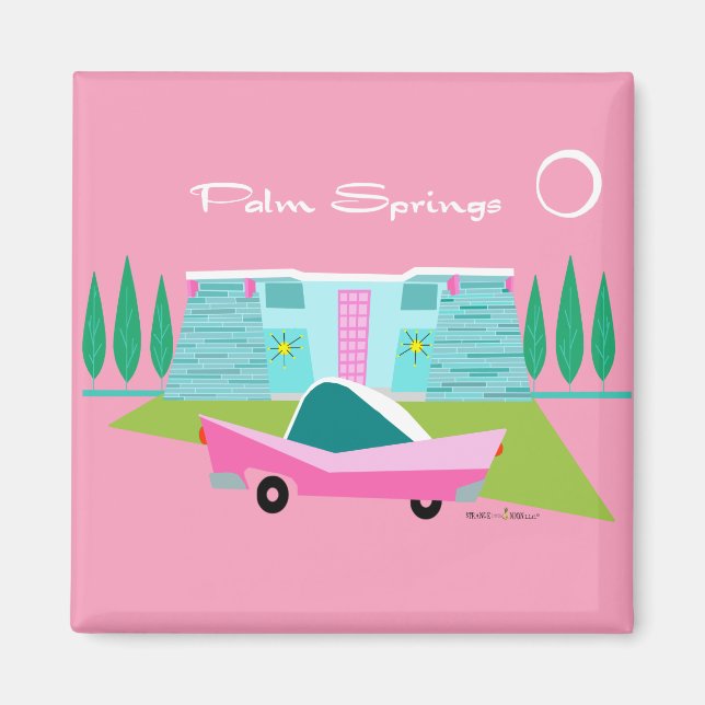 Retro Pink Palm Springs Magnet (Front)