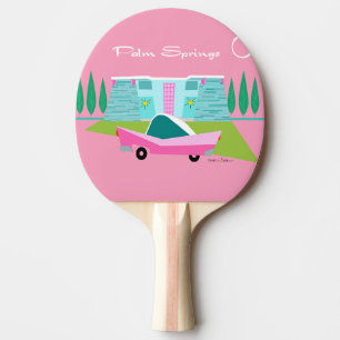 Retro Pink Palm Springs Ping Pong Paddle