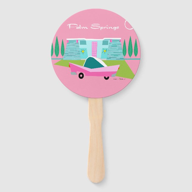 Retro Pink Palm Springs Set of Fans (Front)
