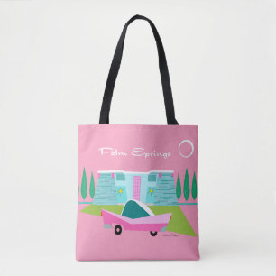 Retro Pink Palm Springs Tote Bag