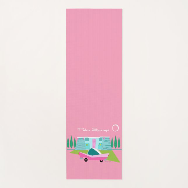 Retro Pink Palm Springs Yoga Mat (Front)