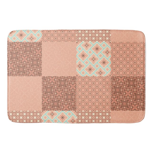Retro Pink Patchwork Bath Mat (Front)
